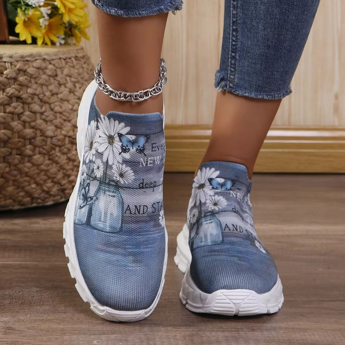 FloraLift Floral Knit Platform Sneakers 1