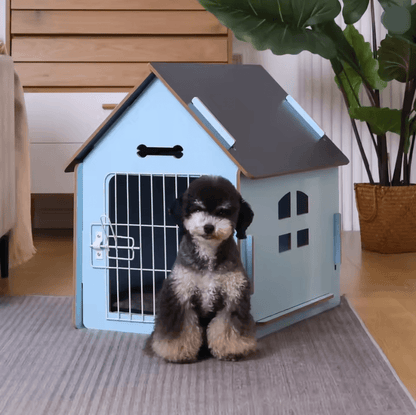 CozyWood Indoor Dog House Wooden Pet Bed for Small Dogs and Cats