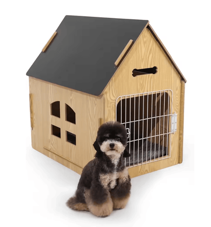 CozyWood Indoor Dog House Wooden Pet Bed For Small Dogs And Cats 1