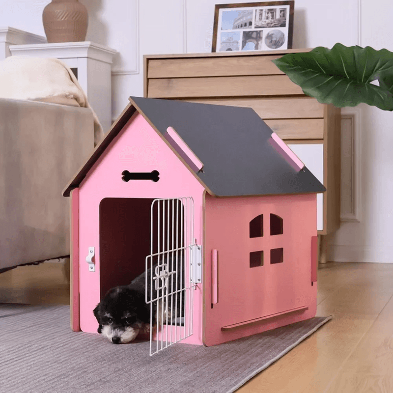 CozyWood Indoor Dog House Wooden Pet Bed For Small Dogs And Cats 3