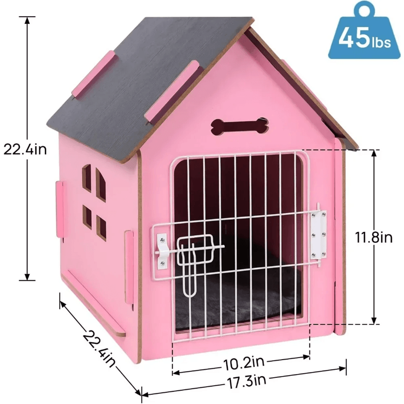 CozyWood Indoor Dog House Wooden Pet Bed For Small Dogs And Cats 10