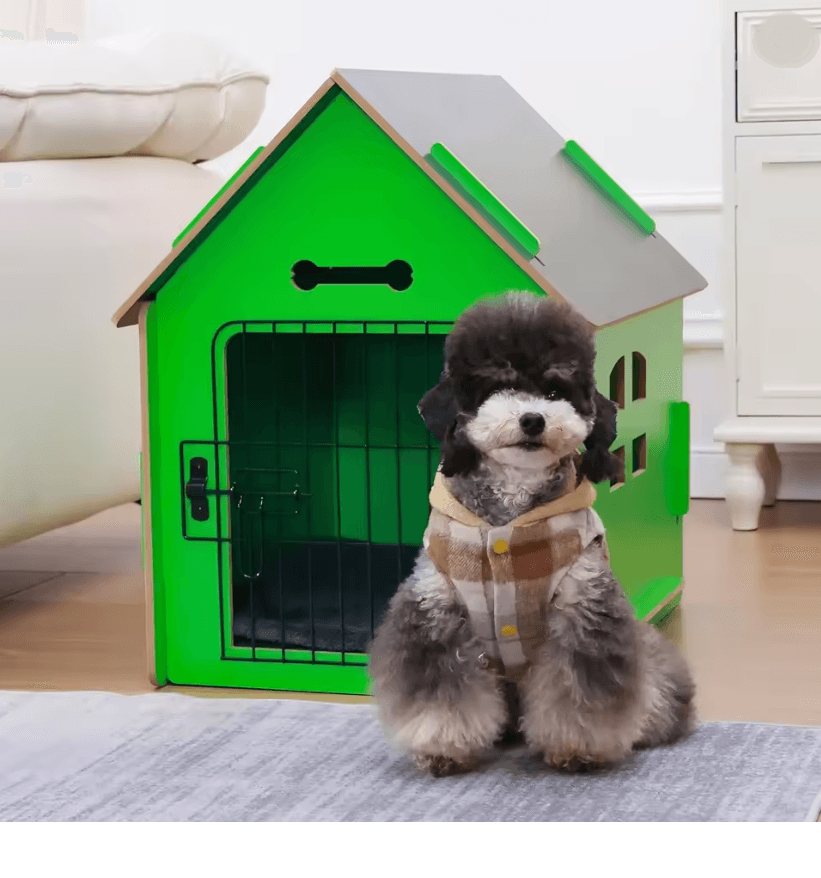 CozyWood Indoor Dog House Wooden Pet Bed For Small Dogs And Cats 8