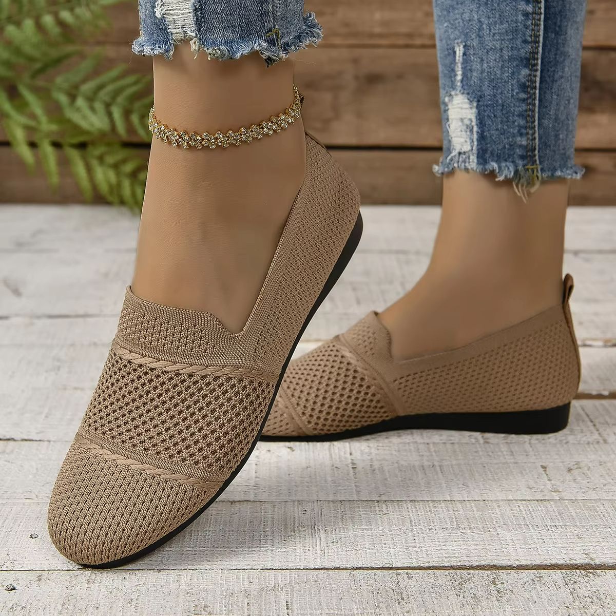 Summer Breeze Mesh Square Toe Flats  Breathable Hollow Out Womens Shoes For AllDay Comfort 2