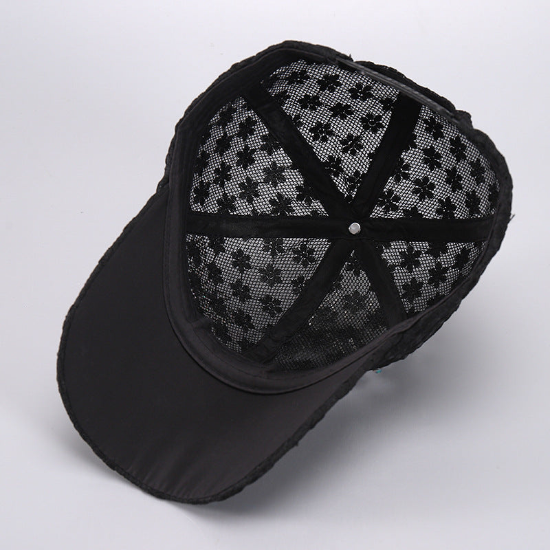 Versatile For Summer New Washed Hat Women New Baseball Cap With Diamond Inlaid Denim Duckbill Hat S 1