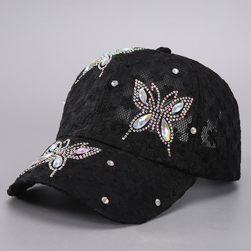 Versatile For Summer New Washed Hat Women New Baseball Cap With Diamond Inlaid Denim Duckbill Hat S 4