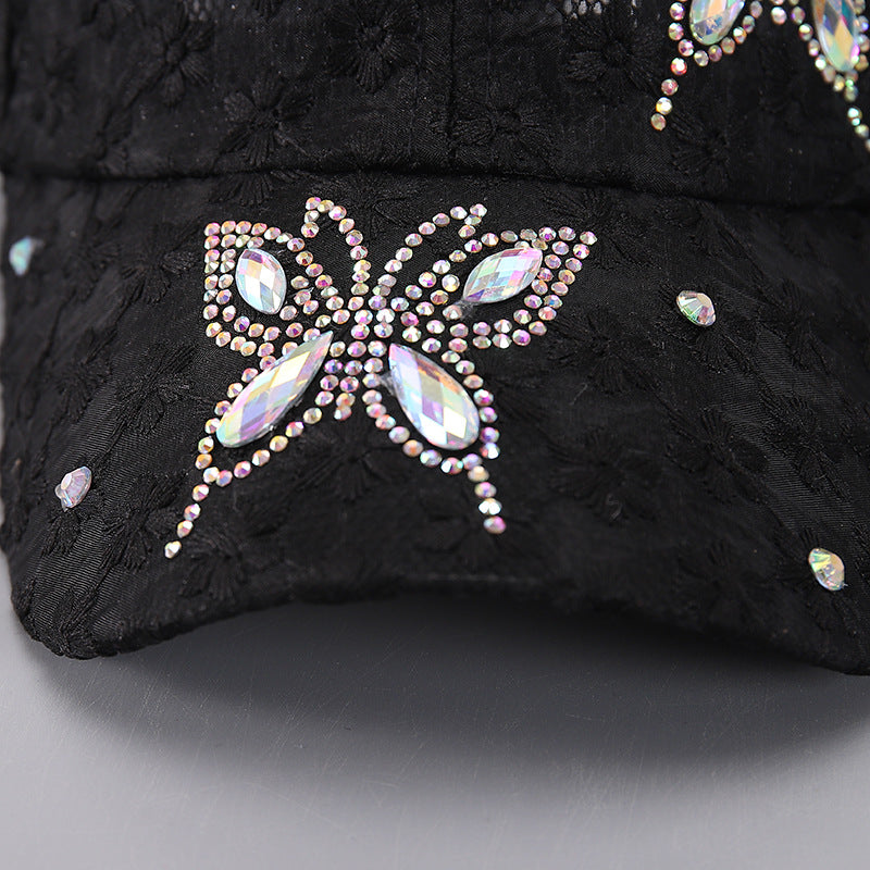Versatile For Summer New Washed Hat Women New Baseball Cap With Diamond Inlaid Denim Duckbill Hat S 5