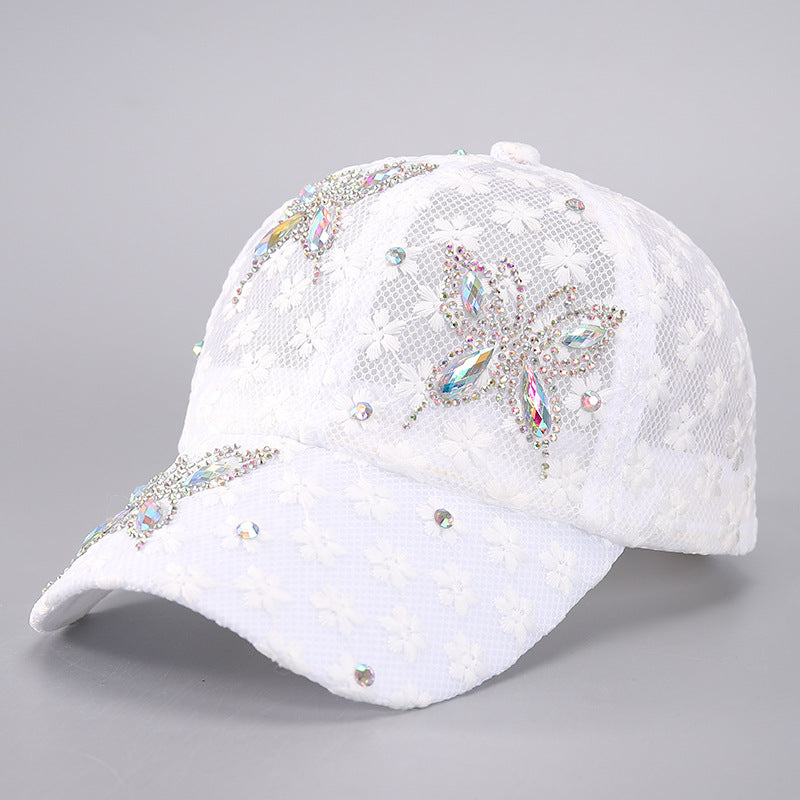 Versatile For Summer New Washed Hat Women New Baseball Cap With Diamond Inlaid Denim Duckbill Hat S 9