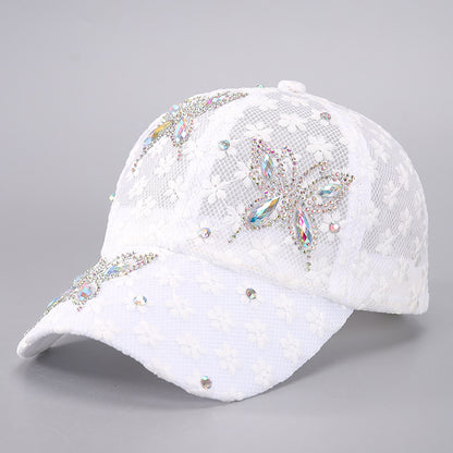 Versatile For Summer New Washed Hat Women New Baseball Cap With Diamond Inlaid Denim Duckbill Hat S 9
