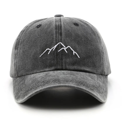Unisex Retro Washed Cotton Cap, Mountain Embroidery Baseball Caps, Casual Summer Adjustable Outdoor Sports Trucker Hats