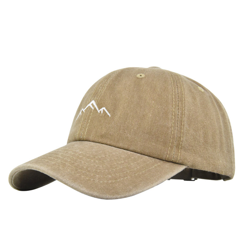 Unisex Retro Washed Cotton Cap, Mountain Embroidery Baseball Caps, Casual Summer Adjustable Outdoor Sports Trucker Hats