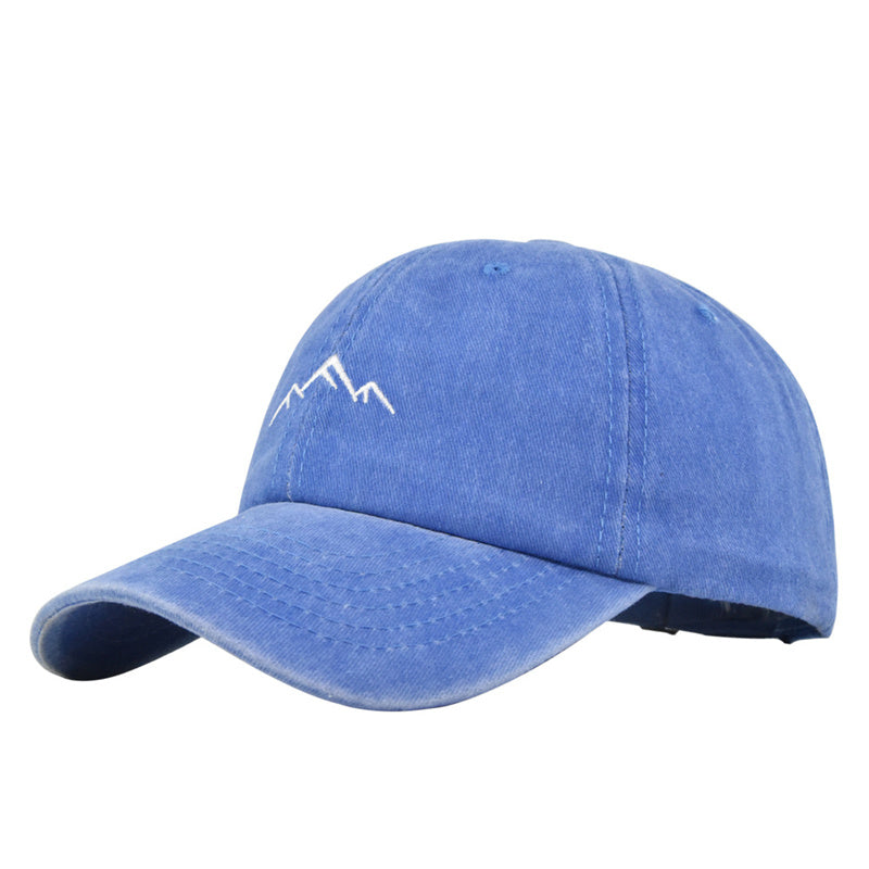 Unisex Retro Washed Cotton Cap, Mountain Embroidery Baseball Caps, Casual Summer Adjustable Outdoor Sports Trucker Hats