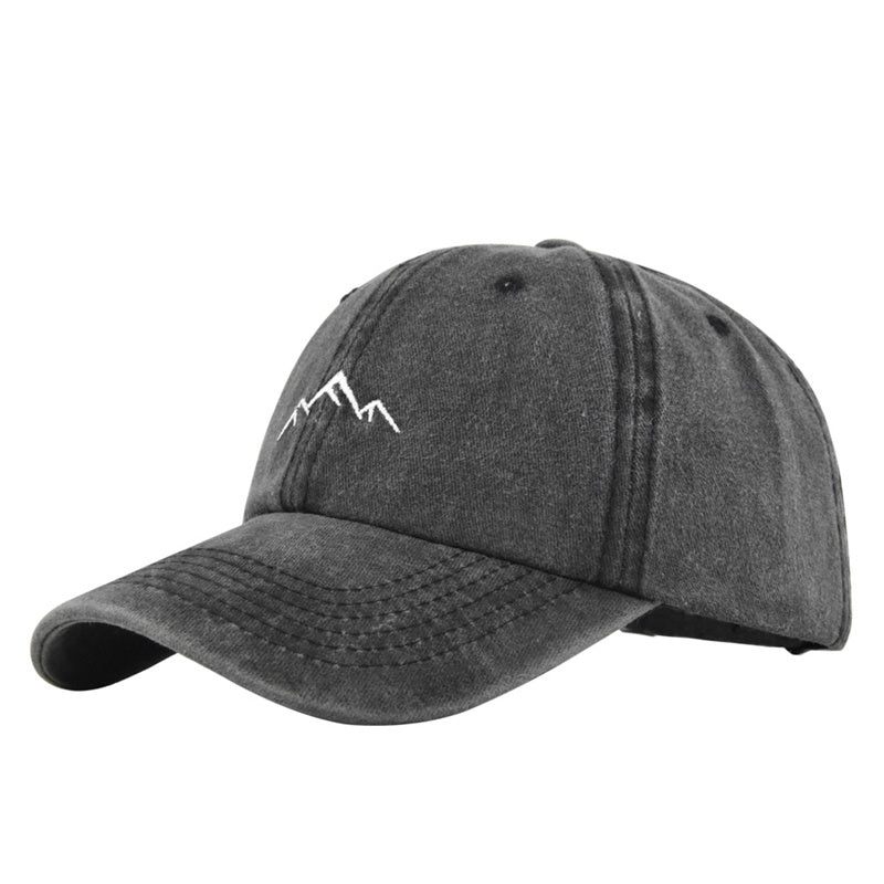 Unisex Retro Washed Cotton Cap, Mountain Embroidery Baseball Caps, Casual Summer Adjustable Outdoor Sports Trucker Hats