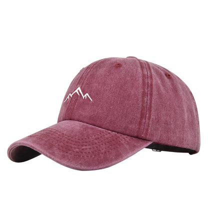 Unisex Retro Washed Cotton Cap, Mountain Embroidery Baseball Caps, Casual Summer Adjustable Outdoor Sports Trucker Hats