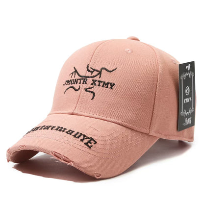 Vintage Street Style Baseball Cap, Retro Embroidered Distressed Hat, Cool Rebellious Aesthetic Fashion Accessory