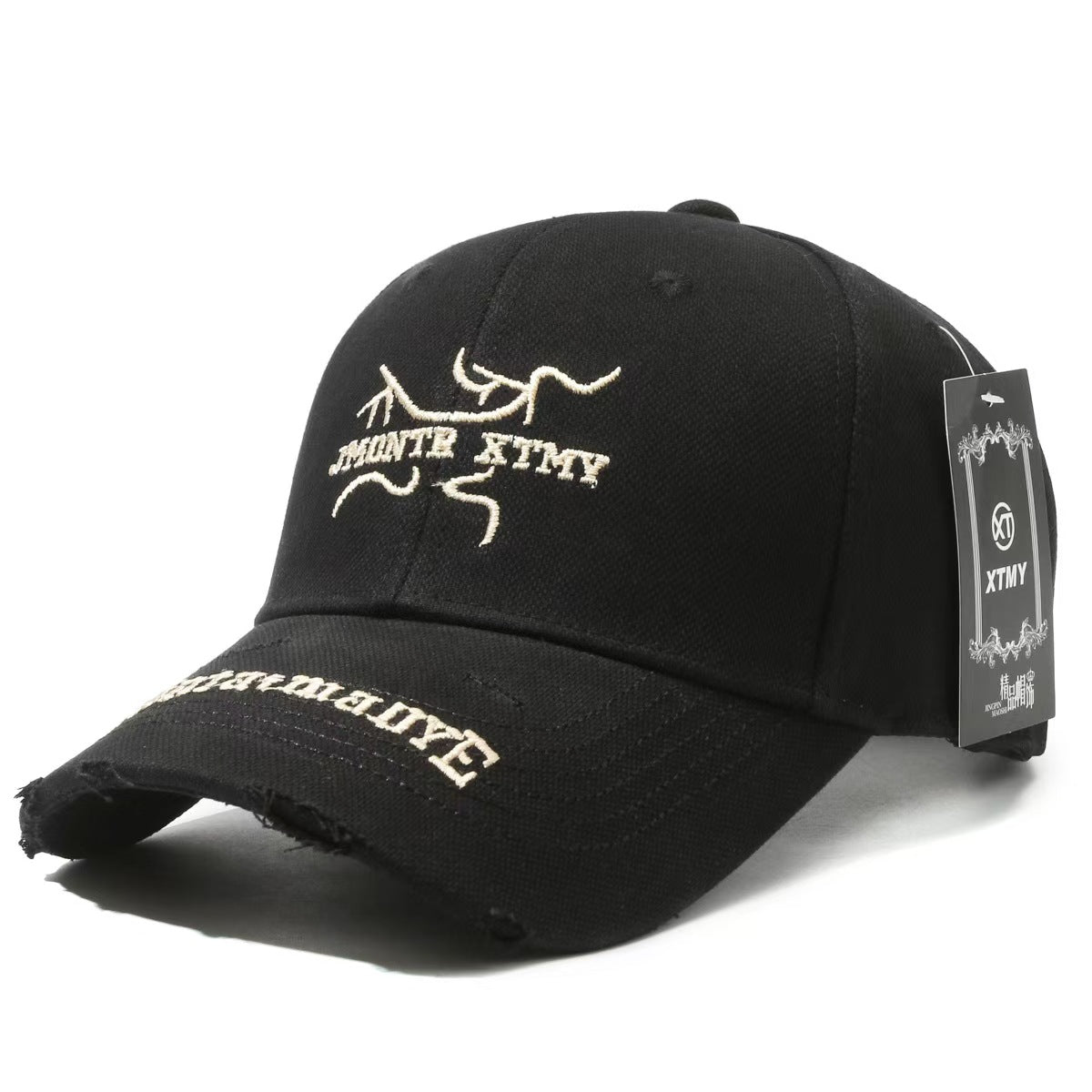 Vintage Street Style Baseball Cap, Retro Embroidered Distressed Hat, Cool Rebellious Aesthetic Fashion Accessory