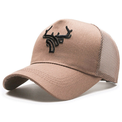 Men Embroidered Baseball Cap Summer, Breathable Sun Resistant Bullhead Pattern Duck Tongue Hat Outdoor Sports