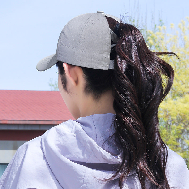 Women High Ponytail Baseball Cap Outdoor Sports, Breathable Mesh, Light Quick Dry Sun Protection Hat