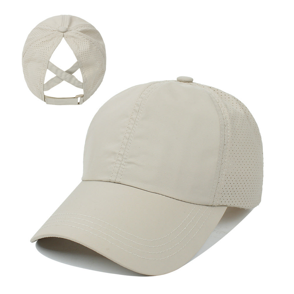 Women High Ponytail Baseball Cap Outdoor Sports, Breathable Mesh, Light Quick Dry Sun Protection Hat
