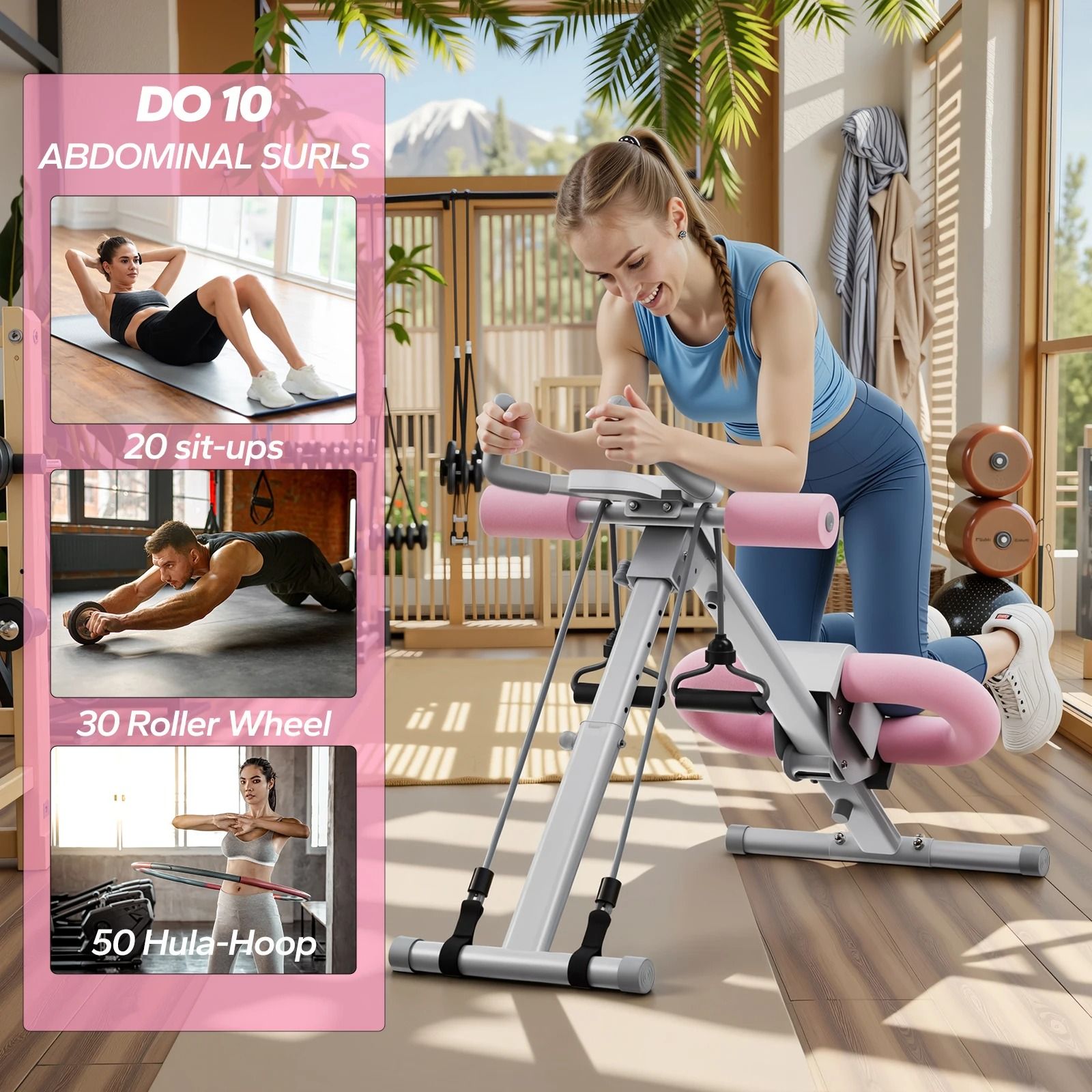 Adjustable Foldable Core Ab Trainer with Knee Support