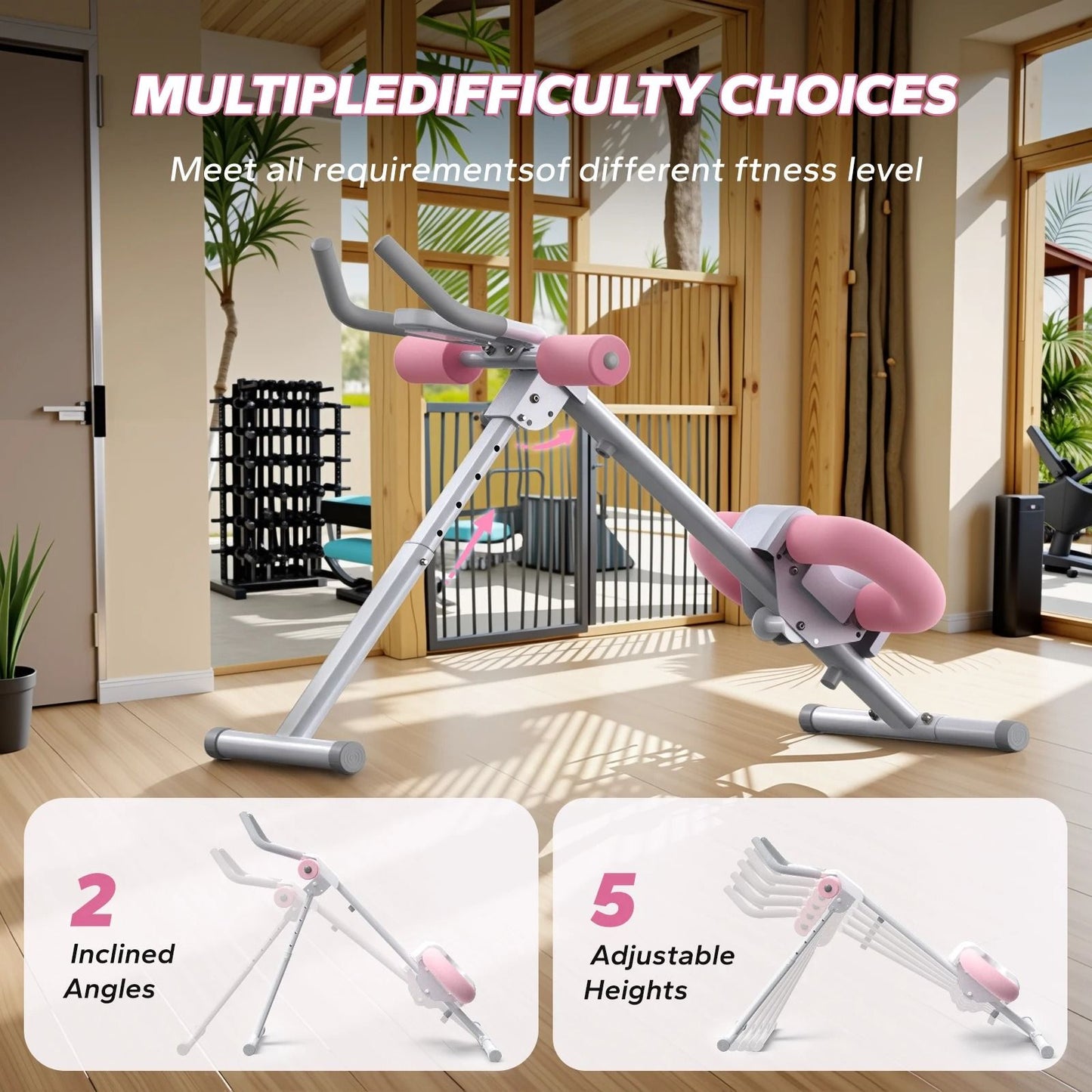 Adjustable Foldable Core Ab Trainer With Knee Support 4