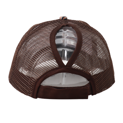 Breathable Mesh Baseball Cap for Women, Leopard Print Snapback Hat, High Ponytail Summer Trucker Sunhat Female Style