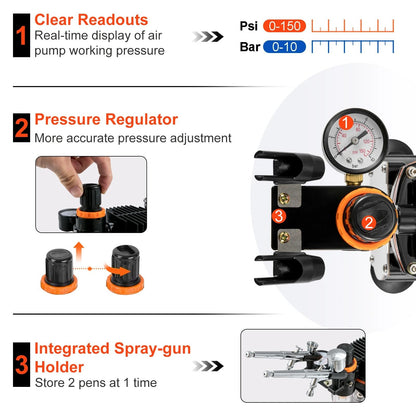 Professional Dual Action Electric Airbrush Kit 3
