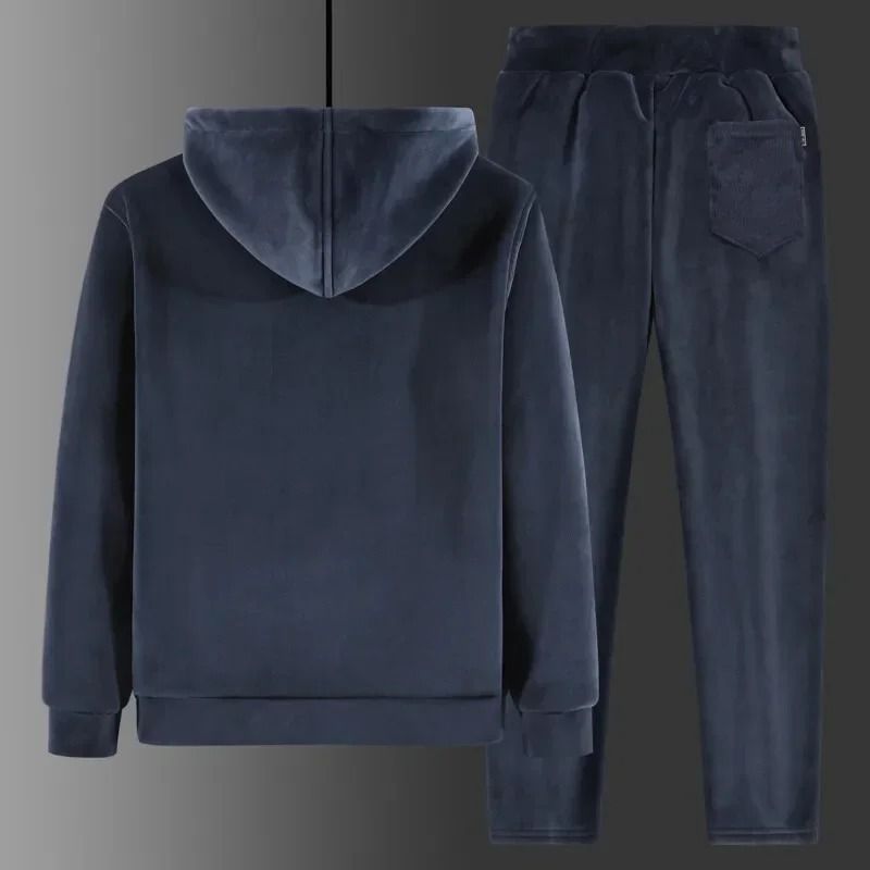 Cashmere Tracksuit Mens Winter Warm Hooded Set 3