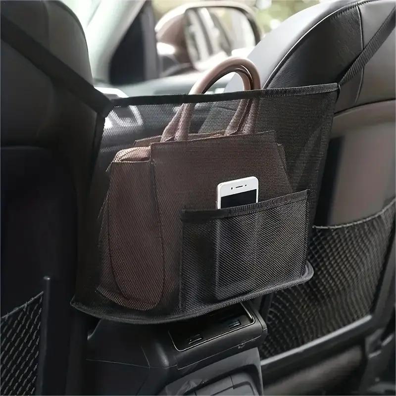 1pc Spacious Car Seat Mesh Bag for Dogs & Pets – Convenient Handbag Purse Clip Organizer with Back Seat Storage Net