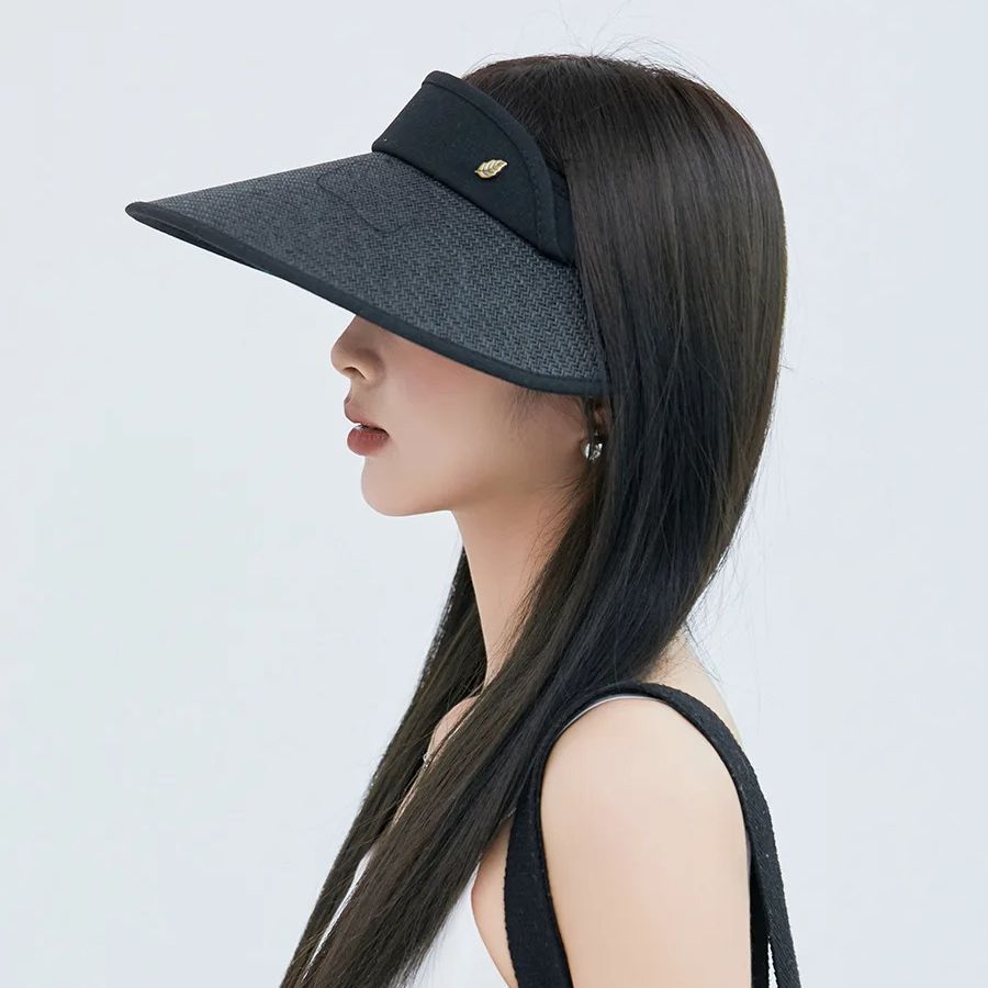 Large Brim Printed Hollow Top Hat Straw Hat, Sun Protection Outdoor Style, Upgraded Thickened Wide Brim Summer Hat