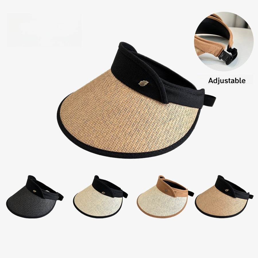 Large Brim Printed Hollow Top Hat Straw Hat, Sun Protection Outdoor Style, Upgraded Thickened Wide Brim Summer Hat