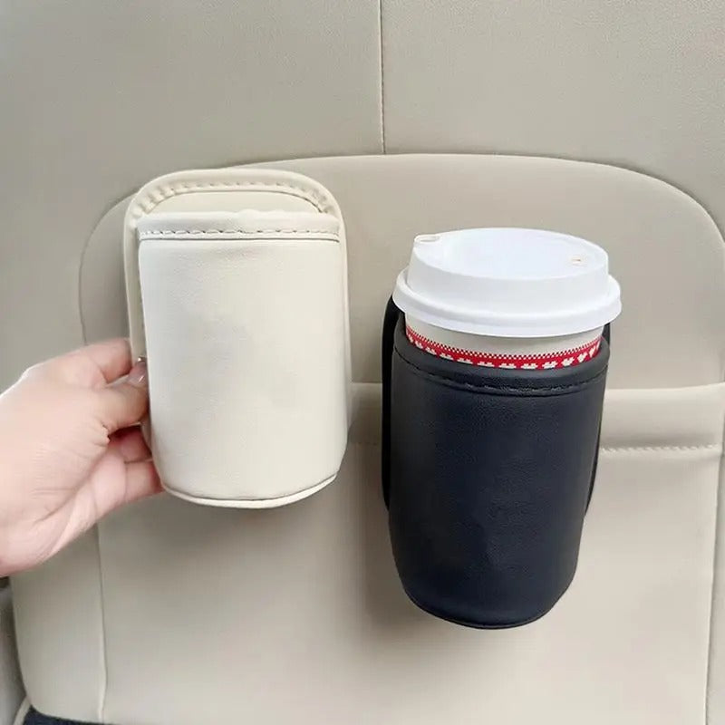 Leather Car Door Cup Holder, Automotive Drink Rack, Storage Bin Organizer for Back Seat Interior Accessories