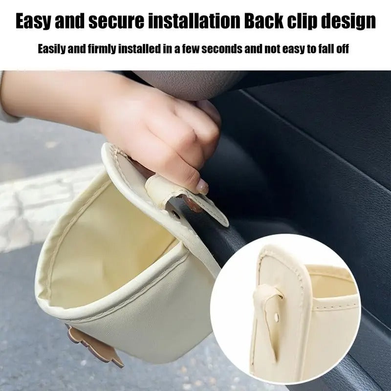 Leather Car Door Cup Holder, Automotive Drink Rack, Storage Bin Organizer for Back Seat Interior Accessories