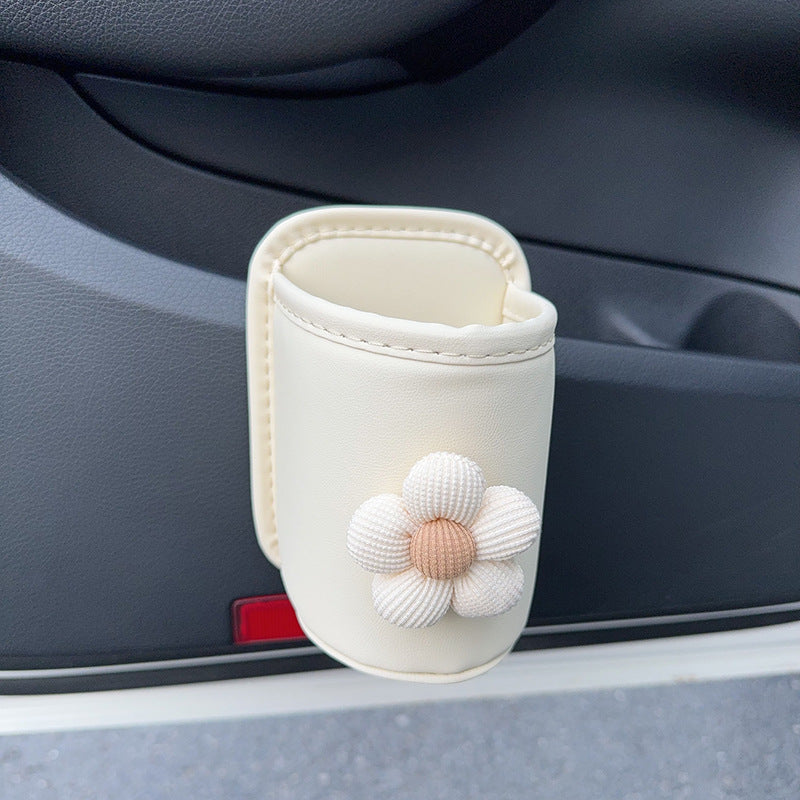 Leather Car Door Cup Holder, Automotive Drink Rack, Storage Bin Organizer for Back Seat Interior Accessories