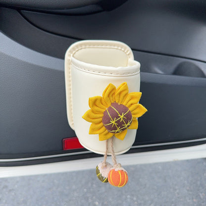 Leather Car Door Cup Holder, Automotive Drink Rack, Storage Bin Organizer for Back Seat Interior Accessories