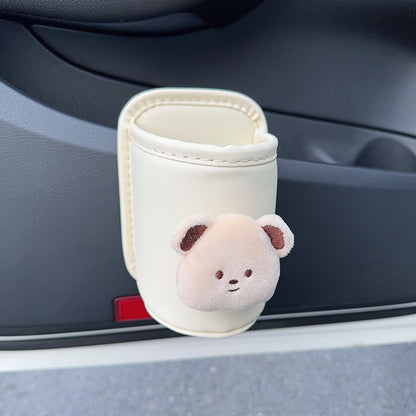 Leather Car Door Cup Holder, Automotive Drink Rack, Storage Bin Organizer for Back Seat Interior Accessories