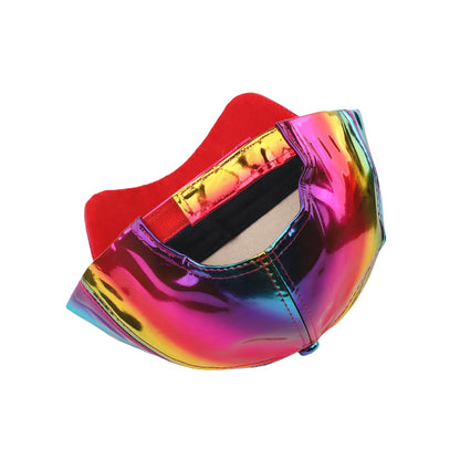 PU Rainbow Color Changing Baseball Hat for Men and Women, Fashion Laser Hip Hop Cap, Outdoor Snapback Shiny Party Hat