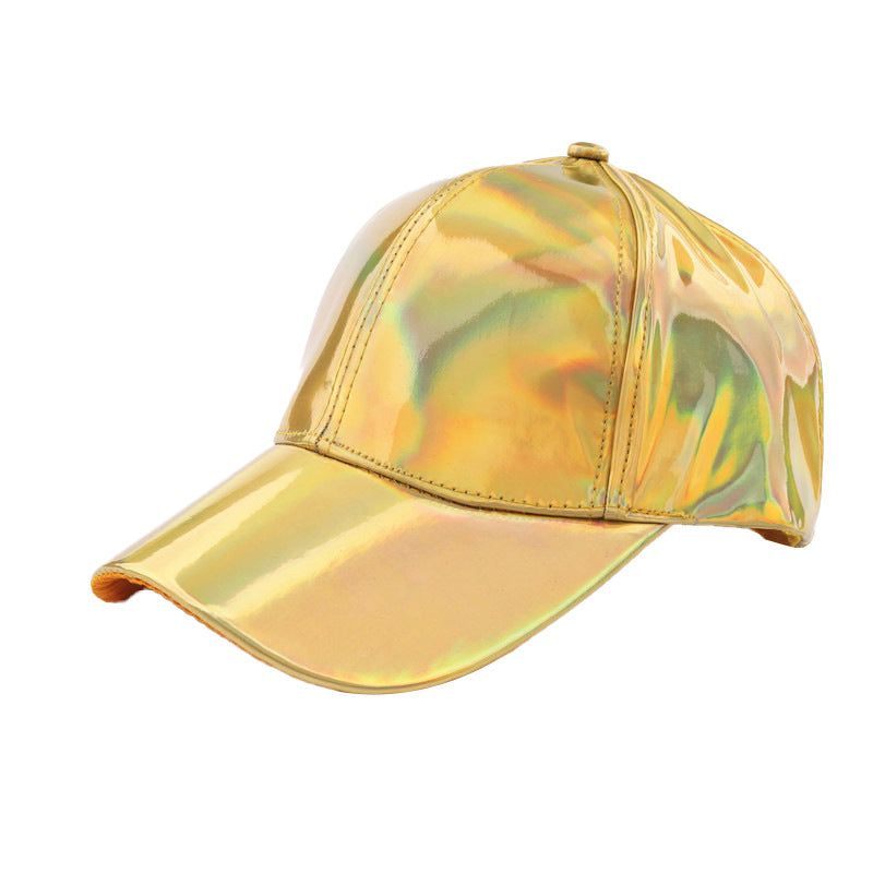 PU Rainbow Color Changing Baseball Hat for Men and Women, Fashion Laser Hip Hop Cap, Outdoor Snapback Shiny Party Hat