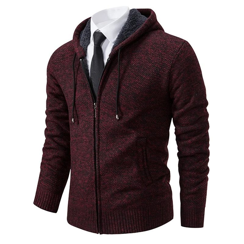 Men Autumn Winter Casual Stand Collar Fleece Warm Zipper Cardigan 17