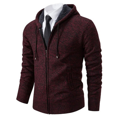 Men Autumn Winter Casual Stand Collar Fleece Warm Zipper Cardigan 17