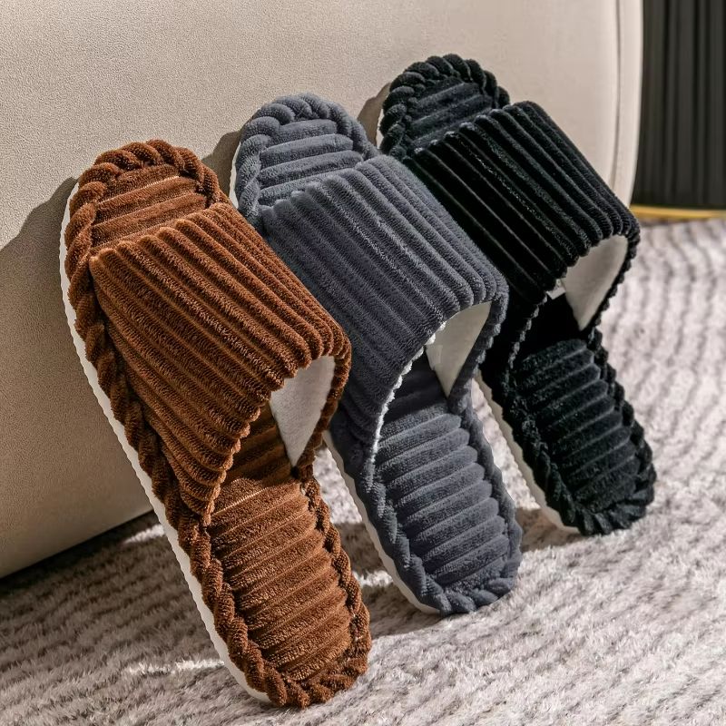 Men's Open-Toe Indoor Slippers – Breathable, Anti-Slip Comfort for All Seasons
