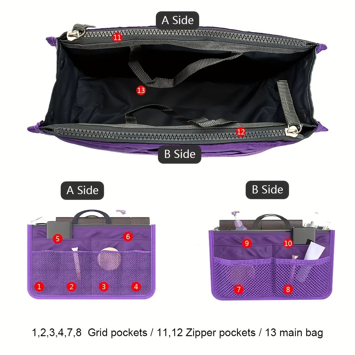 Multifunctional Double Zipper Large Capacity Storage Bag – Travel Makeup & Toiletry Organizer