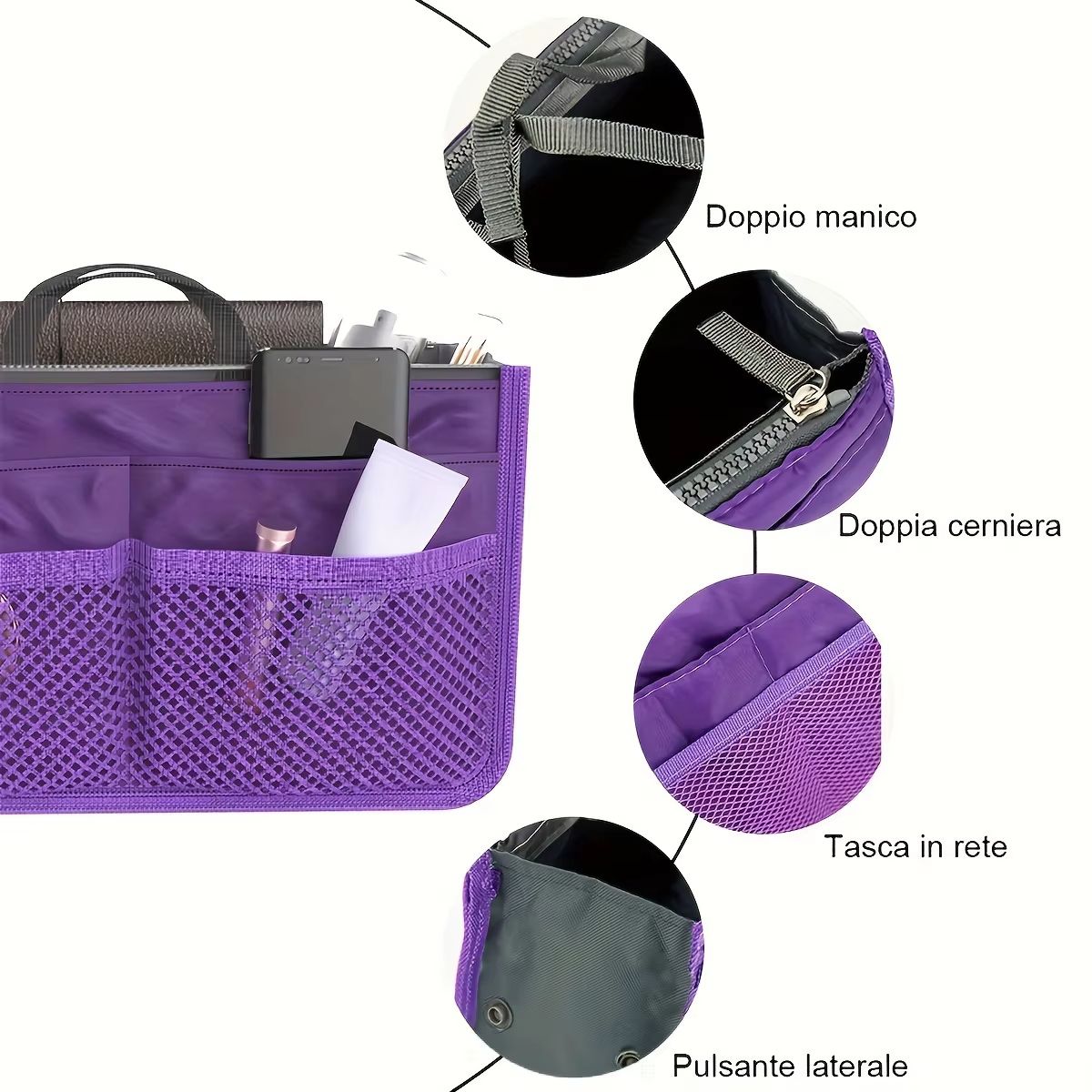 Multifunctional Double Zipper Large Capacity Storage Bag – Travel Makeup & Toiletry Organizer