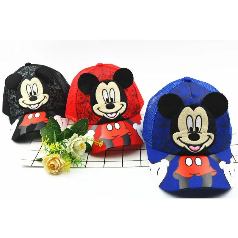 Disney Hat Mickey Baseball Cap, Adjustable Flat Brim Children's Hat, Boys Baby Girls Cartoon Sun Hat Hip Hop Style