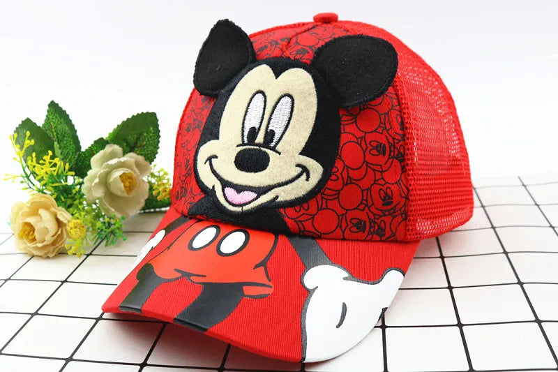 Disney Hat Mickey Baseball Cap, Adjustable Flat Brim Children's Hat, Boys Baby Girls Cartoon Sun Hat Hip Hop Style