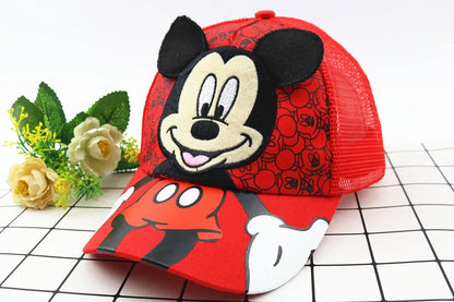 Disney Hat Mickey Baseball Cap, Adjustable Flat Brim Children's Hat, Boys Baby Girls Cartoon Sun Hat Hip Hop Style