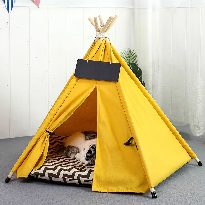 Pet Teepee Bed Tent With Thick Cushion  Portable Indoor House For Small Dogs Cats  Rabbits 1