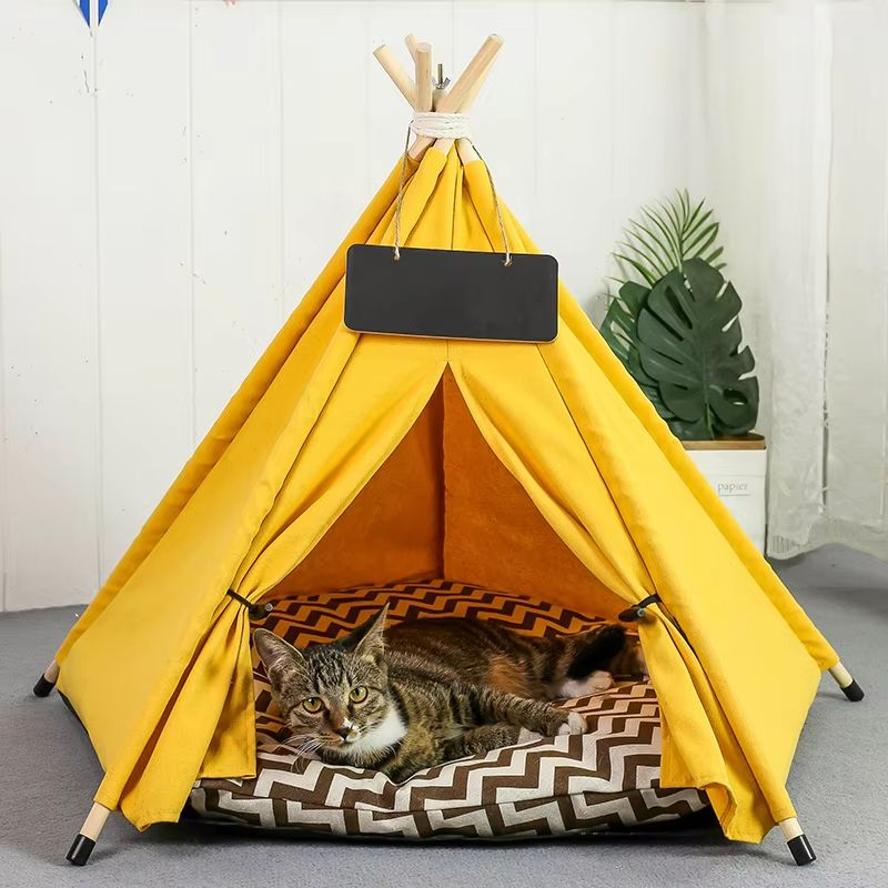 Pet Teepee Bed Tent With Thick Cushion  Portable Indoor House For Small Dogs Cats  Rabbits 2