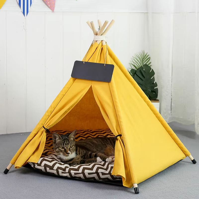 Pet Teepee Bed Tent With Thick Cushion  Portable Indoor House For Small Dogs Cats  Rabbits 3