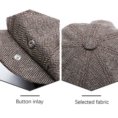 Unisex Vintage Newsboy Cap Classic Retro British Beret Hat Stylish Twill Flat Hat Wool Octagonal Ha 2