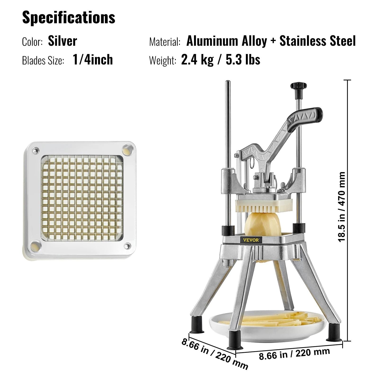 Heavy Duty Commercial Vegetable And Fruit Dicer  Stainless Steel Professional Cutter For Fries Onio 8